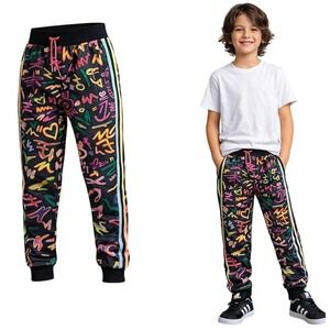 Adidas Kris Andrews Love Unites Youth Unisex Track Pants Large Graffiti Joggers
